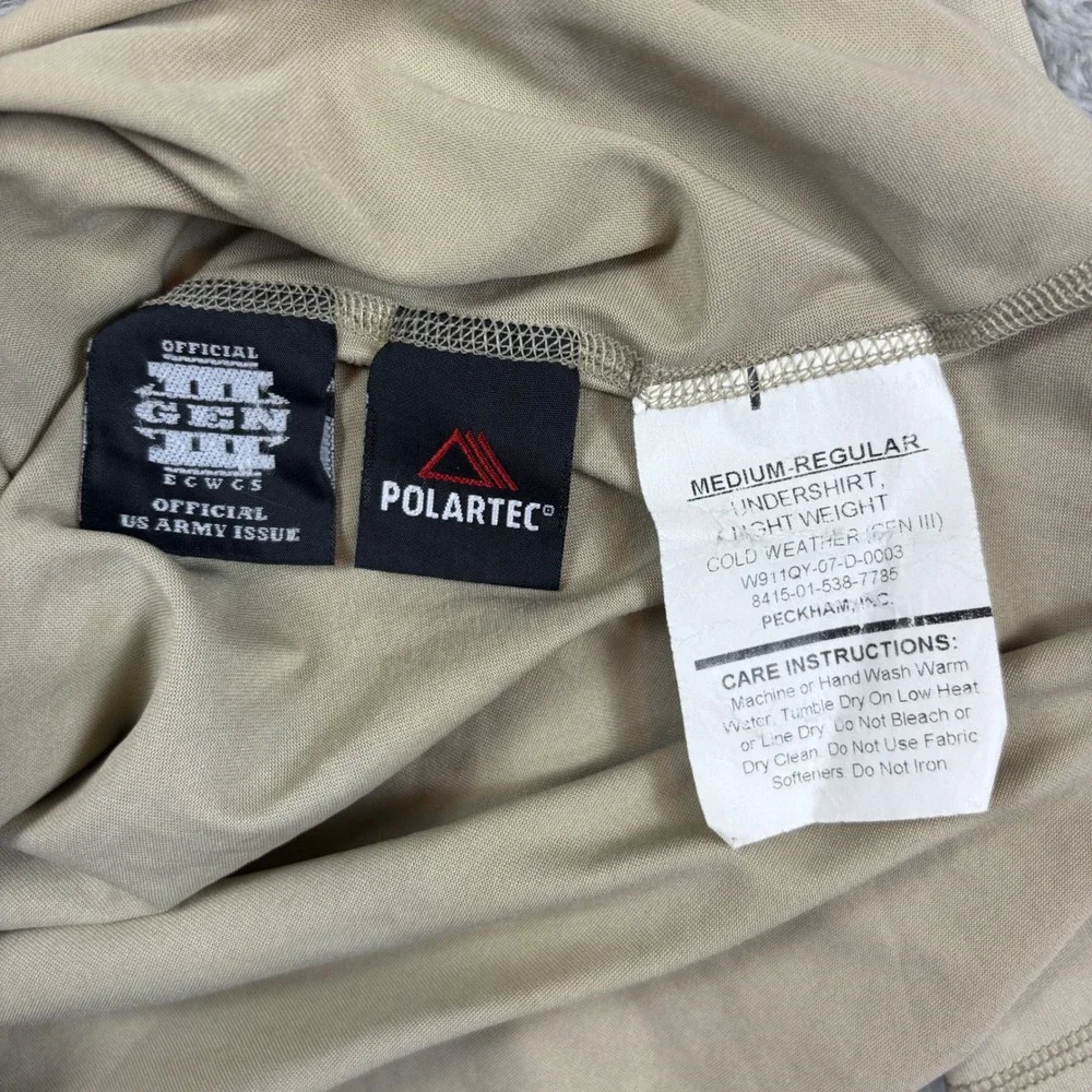 Peckham Shirts Men Medium Gen III ECWCS L1 Polartec Undershirt Tan Base Layer